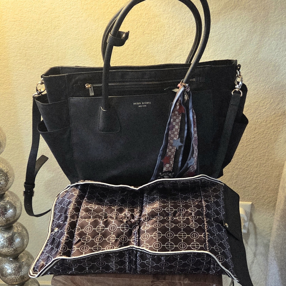 Henri Bendel Black Baby Bag with Patterned Lining